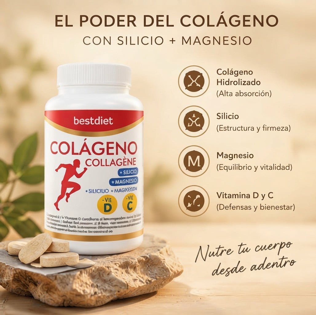 Colágeno + Silicio Orgánico + Magnesio | 120 Comprimidos | Best Diet