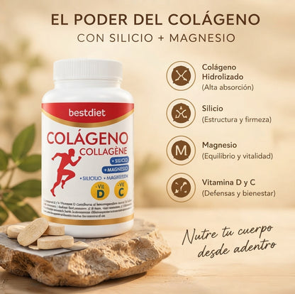 Colágeno + Silicio Orgánico + Magnesio | 120 Comprimidos | Best Diet